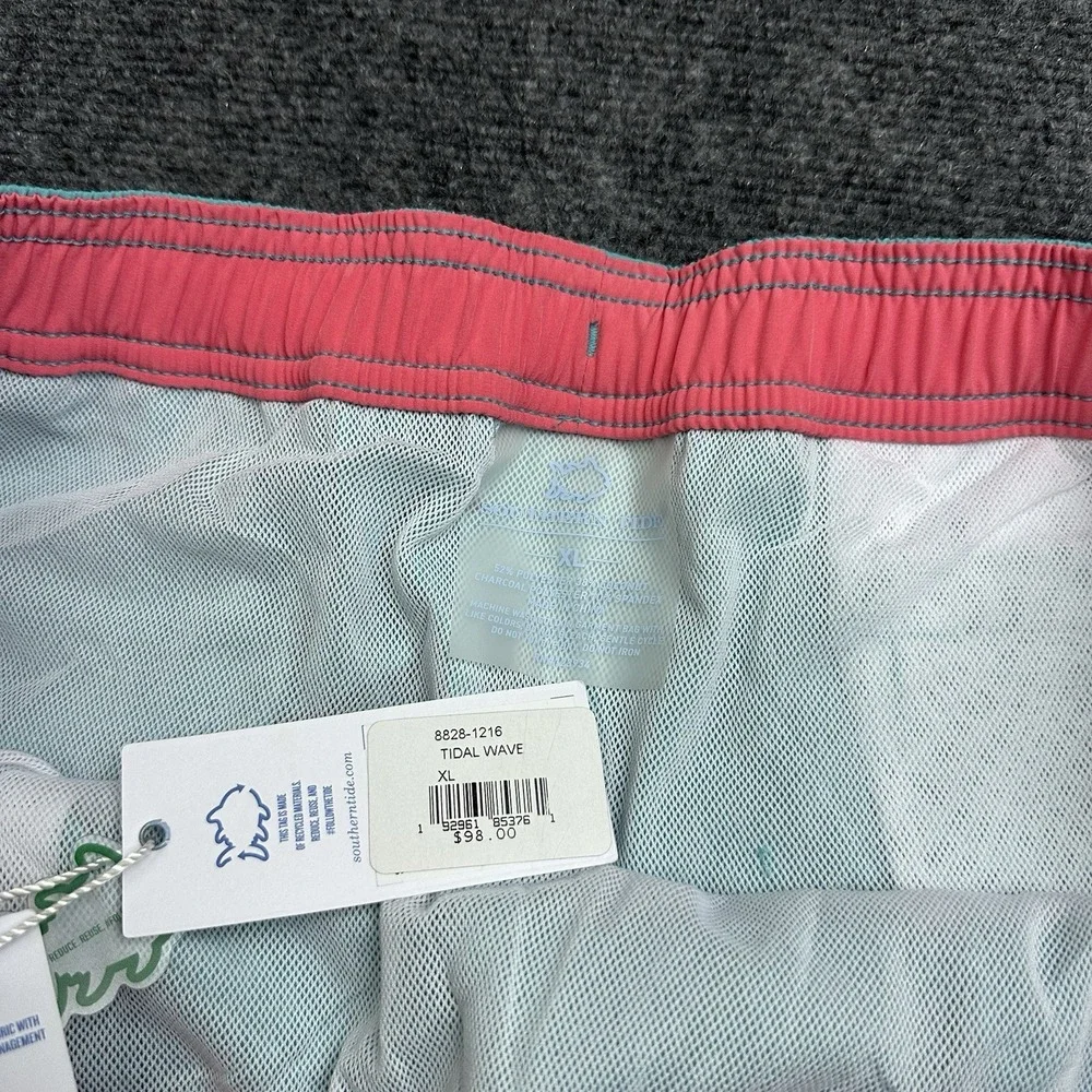 Southern Tide Mens XL Swim Shorts Trunks Tidal Wave Teal Blue 6 Inseam 8828-1216